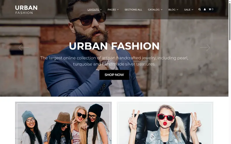 Urban Fashion — an online fashion store with campaign imagery and shop CTA.